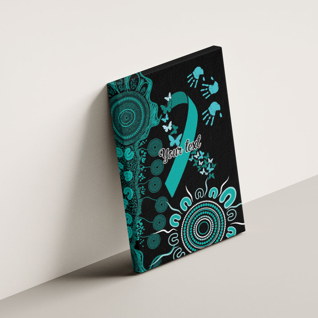 Australia Ovarian Cancer Support Personalised Canvas Wall Art Aboriginal Ribbon Dot Painting
