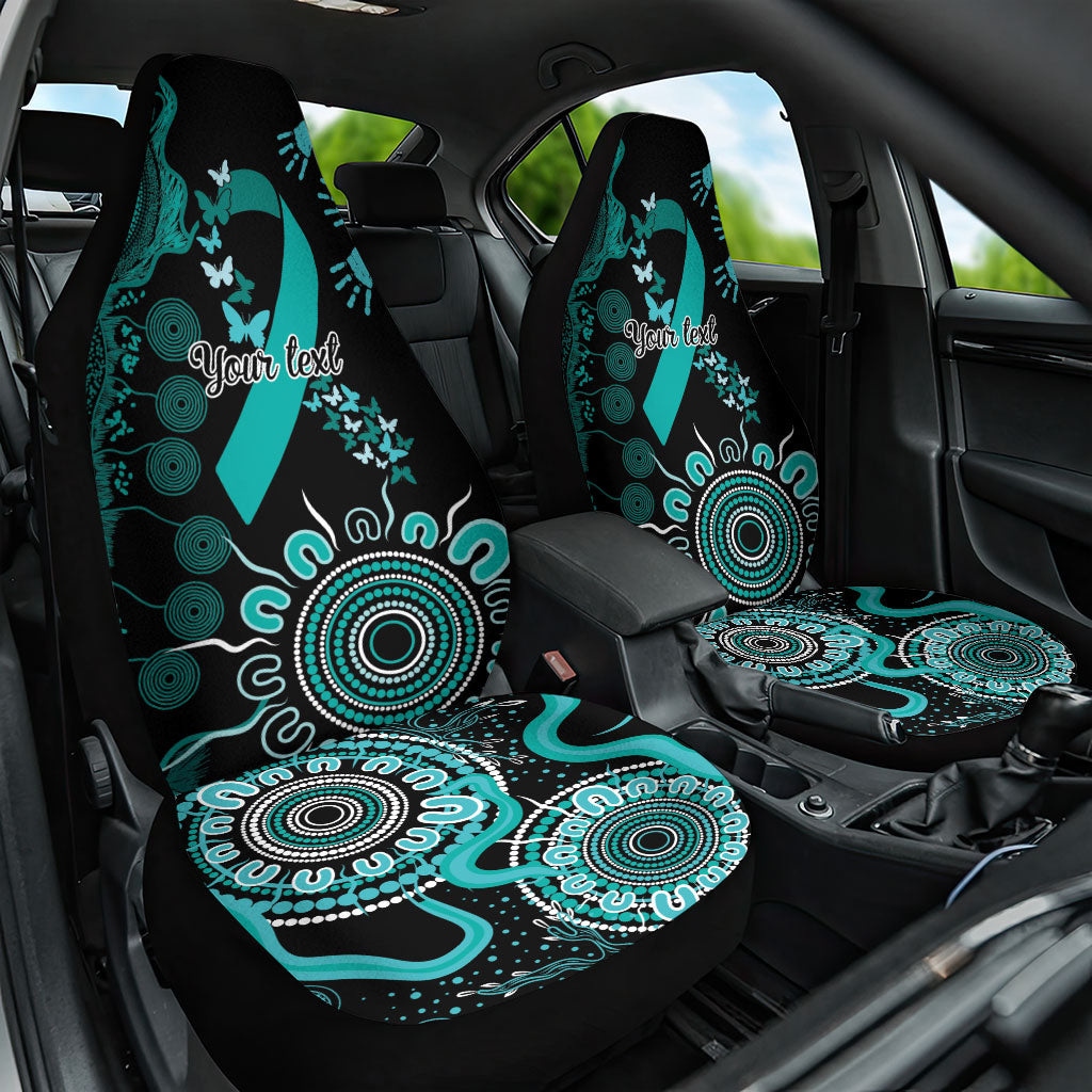 Australia Ovarian Cancer Support Personalised Car Seat Cover Aboriginal Ribbon Dot Painting