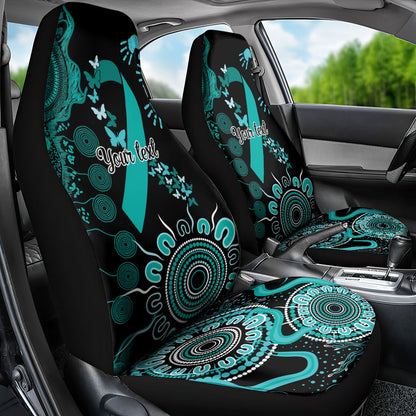 Australia Ovarian Cancer Support Personalised Car Seat Cover Aboriginal Ribbon Dot Painting
