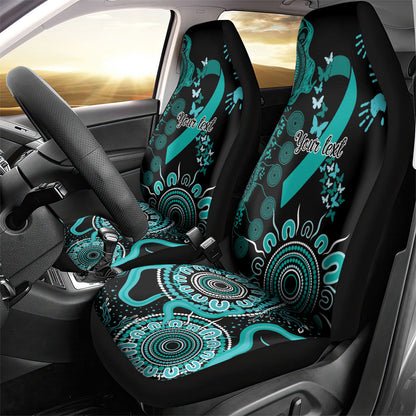 Australia Ovarian Cancer Support Personalised Car Seat Cover Aboriginal Ribbon Dot Painting