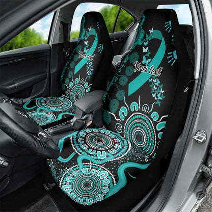 Australia Ovarian Cancer Support Personalised Car Seat Cover Aboriginal Ribbon Dot Painting