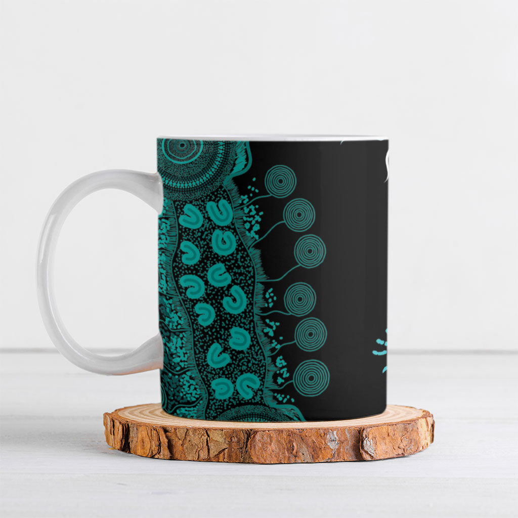 Australia Ovarian Cancer Support Personalised Ceramic Mug Aboriginal Ribbon Dot Painting