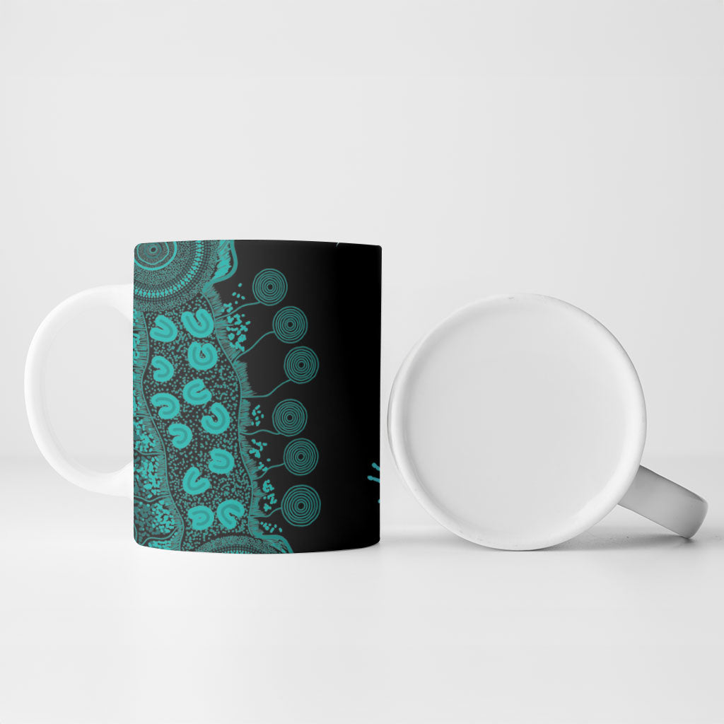 Australia Ovarian Cancer Support Personalised Ceramic Mug Aboriginal Ribbon Dot Painting