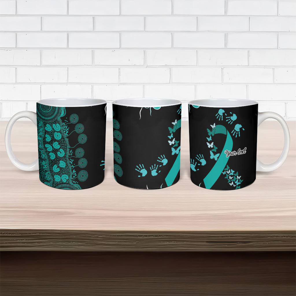 Australia Ovarian Cancer Support Personalised Ceramic Mug Aboriginal Ribbon Dot Painting