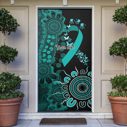 Australia Ovarian Cancer Support Personalised Door Cover Aboriginal Ribbon Dot Painting