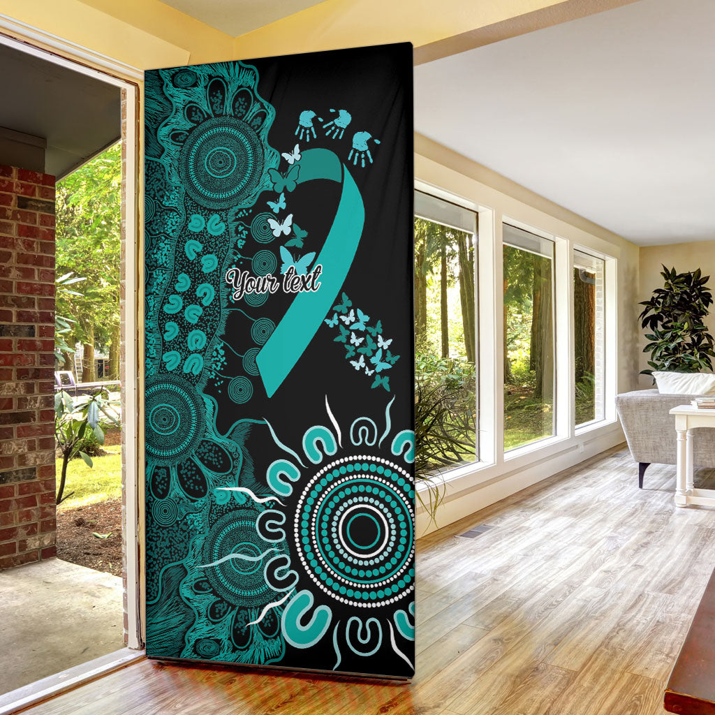 Australia Ovarian Cancer Support Personalised Door Cover Aboriginal Ribbon Dot Painting