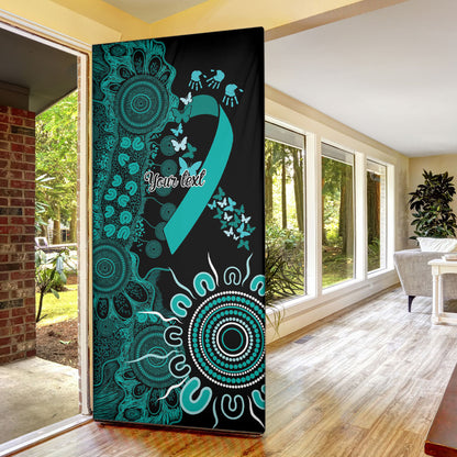 Australia Ovarian Cancer Support Personalised Door Cover Aboriginal Ribbon Dot Painting