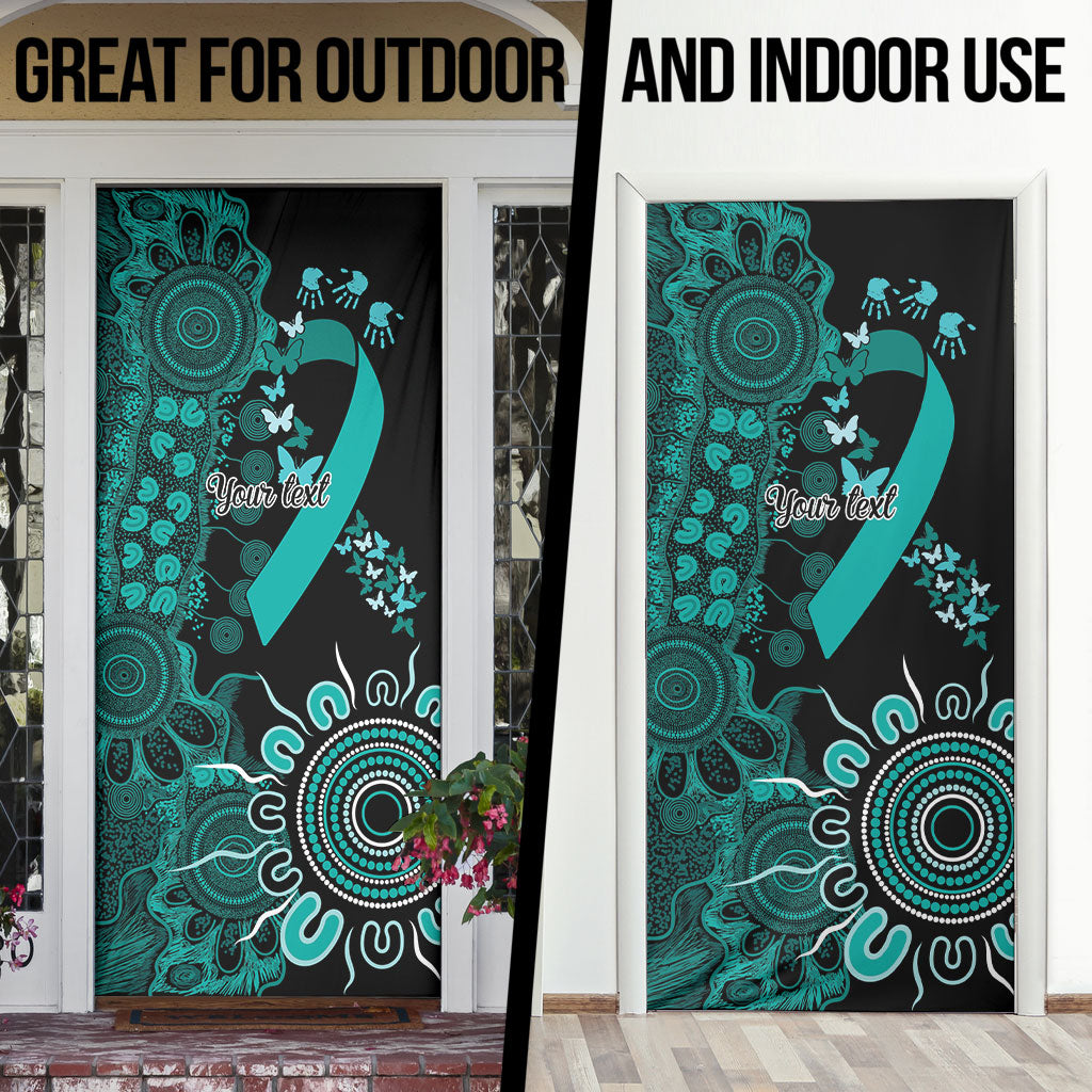 Australia Ovarian Cancer Support Personalised Door Cover Aboriginal Ribbon Dot Painting