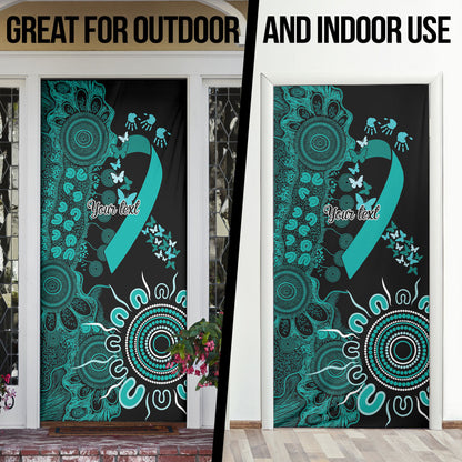 Australia Ovarian Cancer Support Personalised Door Cover Aboriginal Ribbon Dot Painting