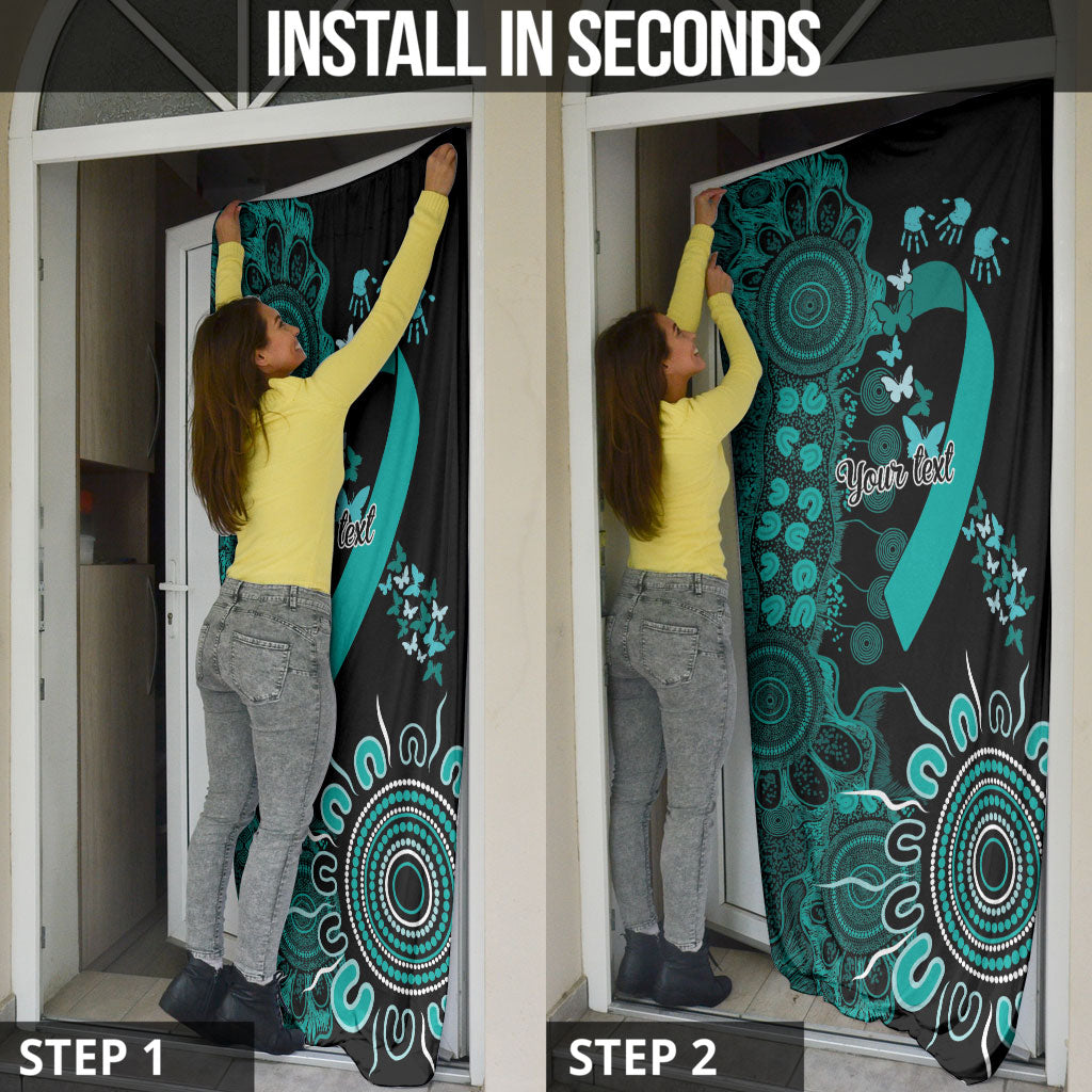Australia Ovarian Cancer Support Personalised Door Cover Aboriginal Ribbon Dot Painting