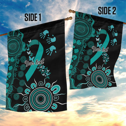 Australia Ovarian Cancer Support Personalised Garden Flag Aboriginal Ribbon Dot Painting