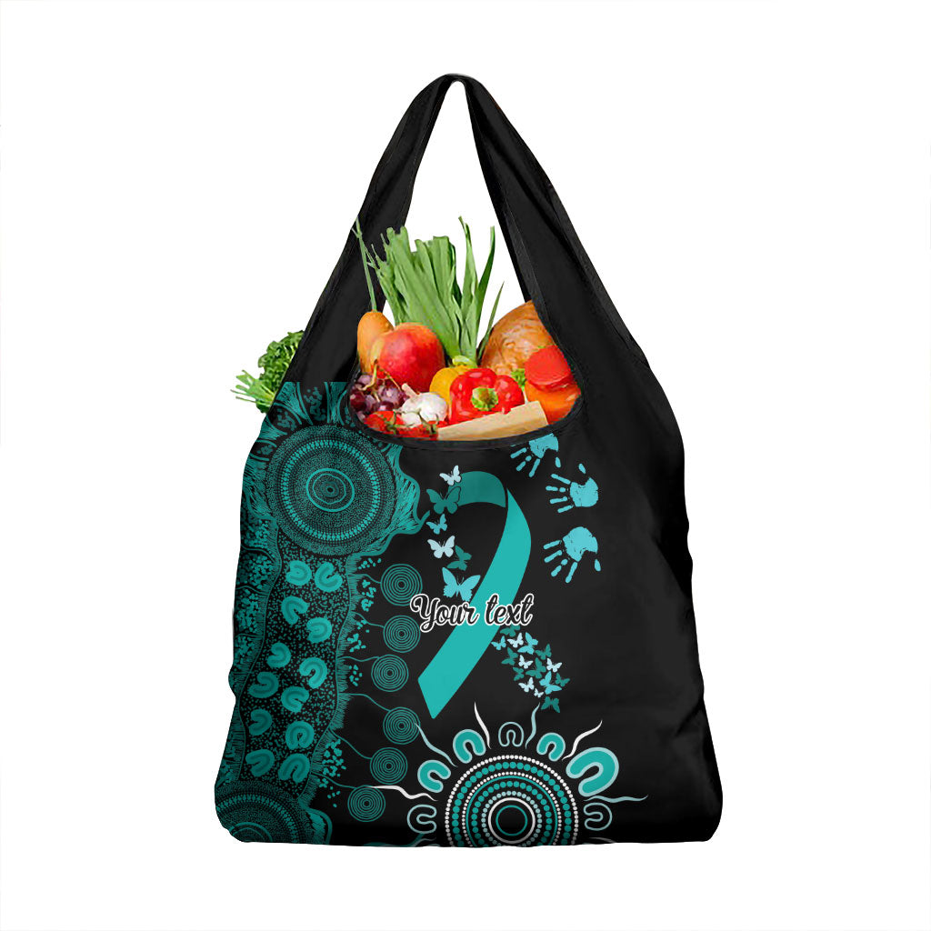 Australia Ovarian Cancer Support Personalised Grocery Bag Aboriginal Ribbon Dot Painting