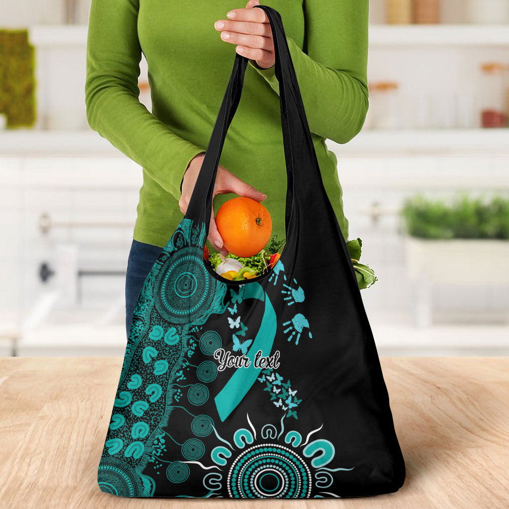 Australia Ovarian Cancer Support Personalised Grocery Bag Aboriginal Ribbon Dot Painting