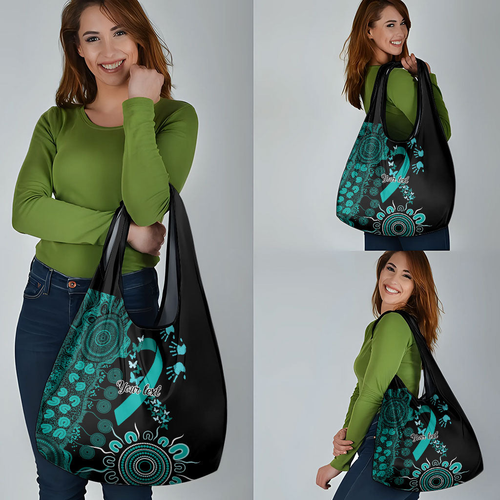 Australia Ovarian Cancer Support Personalised Grocery Bag Aboriginal Ribbon Dot Painting