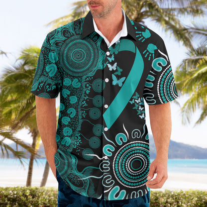 Australia Ovarian Cancer Support Personalised Hawaiian Shirt Aboriginal Ribbon Dot Painting