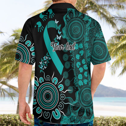 Australia Ovarian Cancer Support Personalised Hawaiian Shirt Aboriginal Ribbon Dot Painting