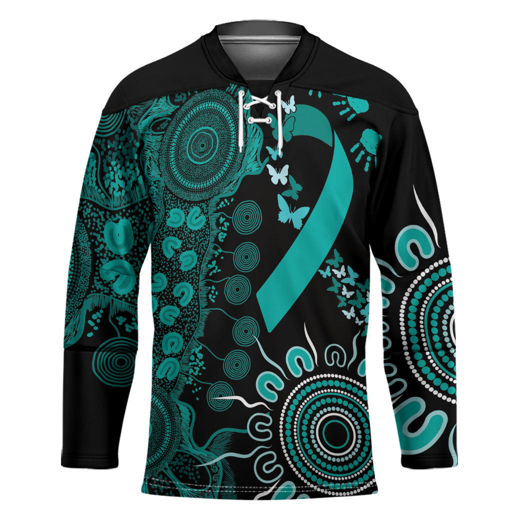 Australia Ovarian Cancer Support Personalised Hockey Jersey Aboriginal Ribbon Dot Painting