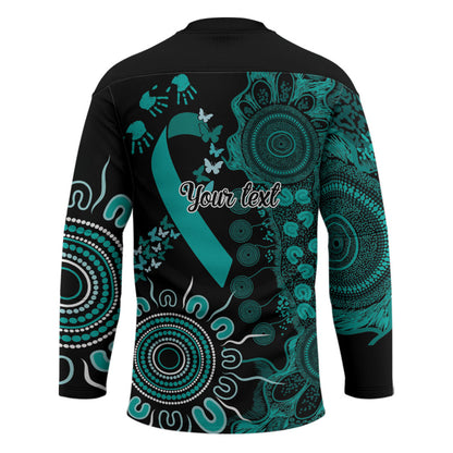Australia Ovarian Cancer Support Personalised Hockey Jersey Aboriginal Ribbon Dot Painting