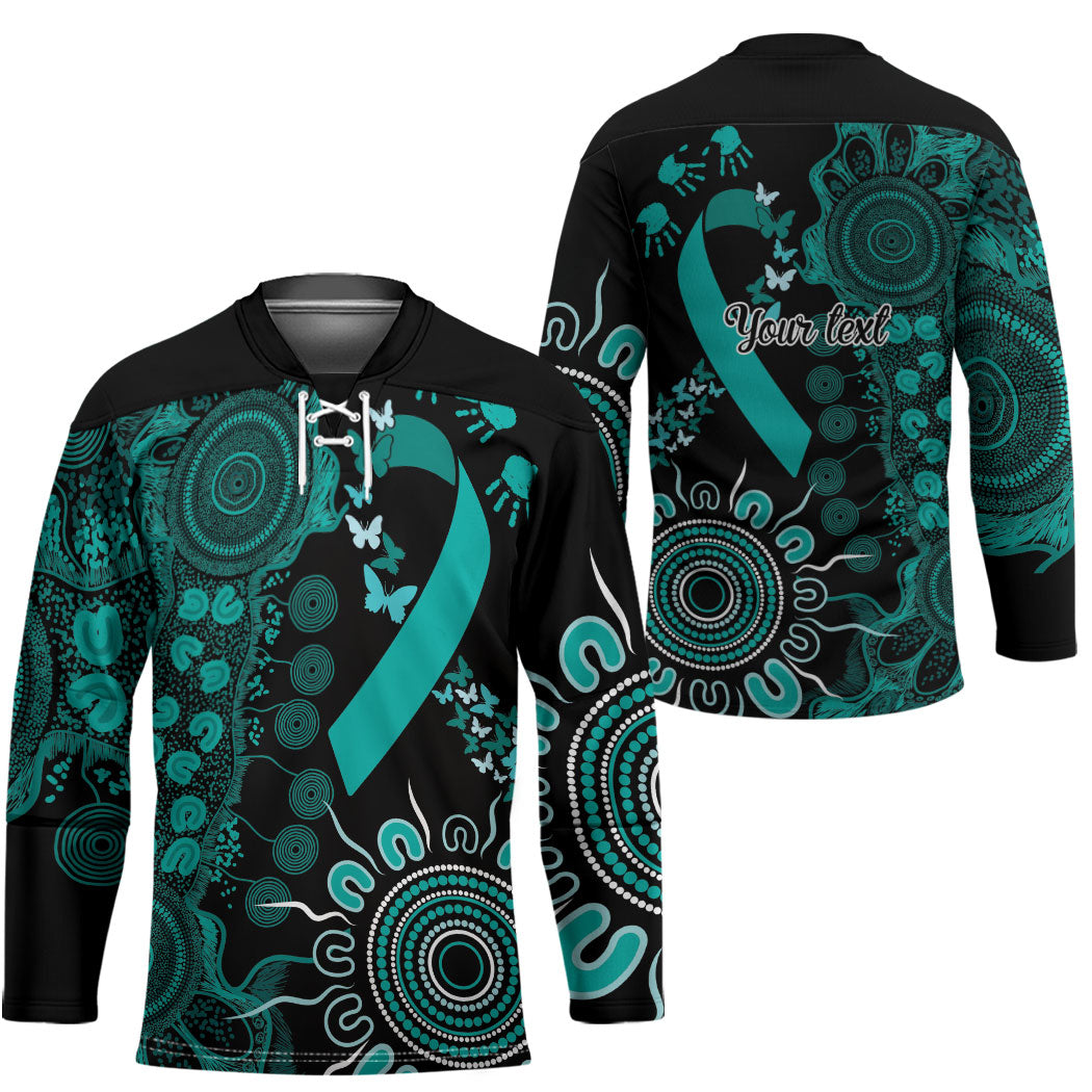 Australia Ovarian Cancer Support Personalised Hockey Jersey Aboriginal Ribbon Dot Painting