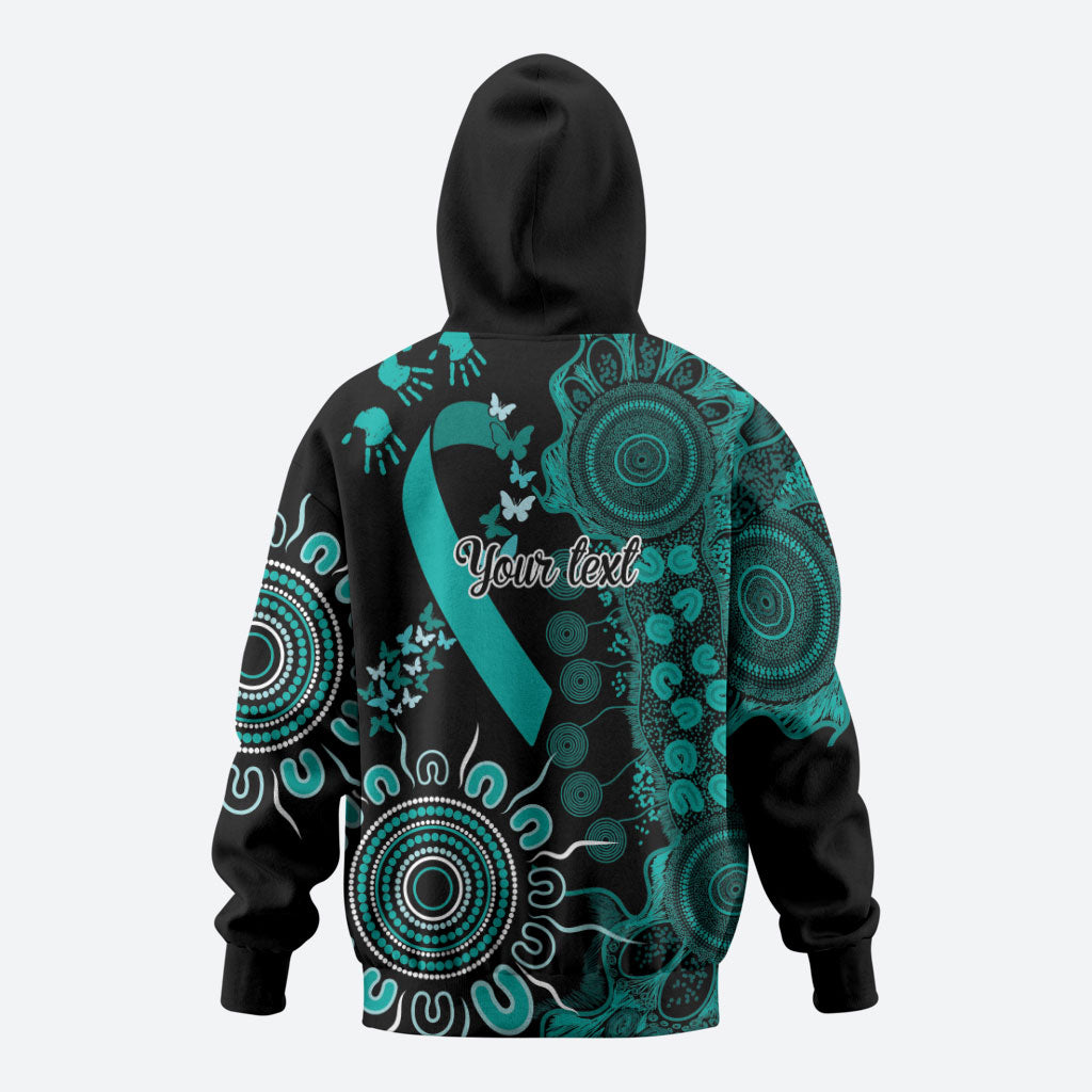 Australia Ovarian Cancer Support Personalised Hoodie Aboriginal Ribbon Dot Painting
