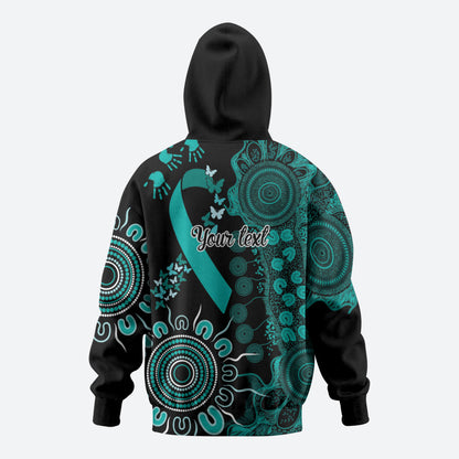 Australia Ovarian Cancer Support Personalised Hoodie Aboriginal Ribbon Dot Painting