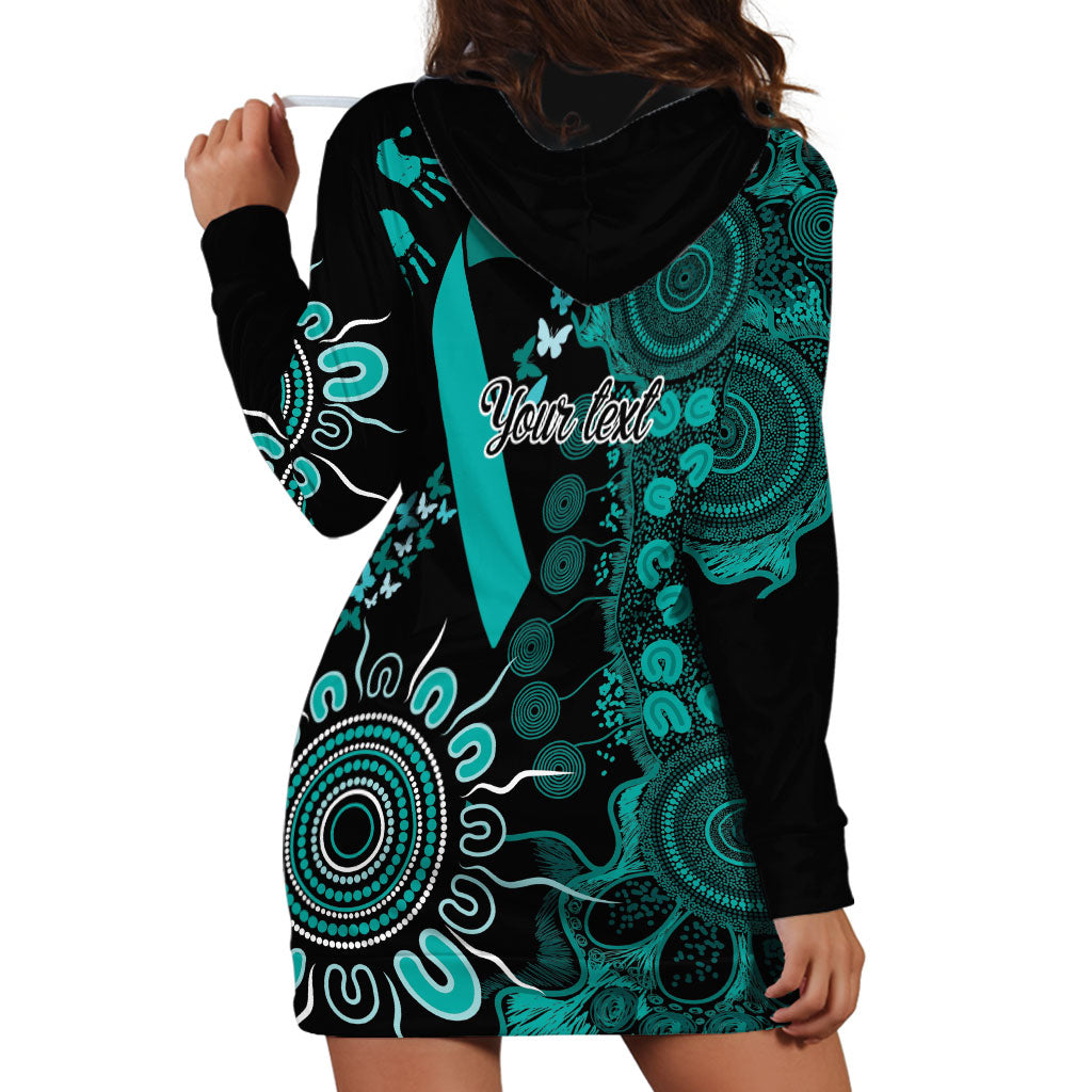 Australia Ovarian Cancer Support Personalised Hoodie Dress Aboriginal Ribbon Dot Painting