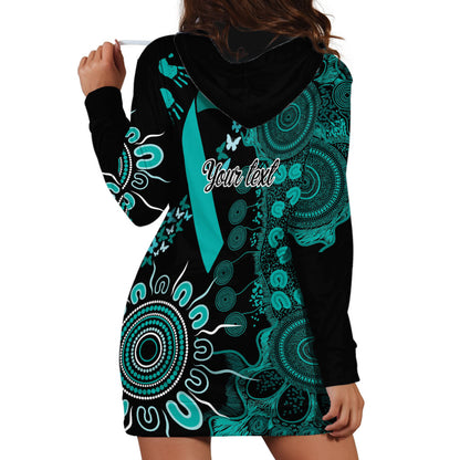 Australia Ovarian Cancer Support Personalised Hoodie Dress Aboriginal Ribbon Dot Painting