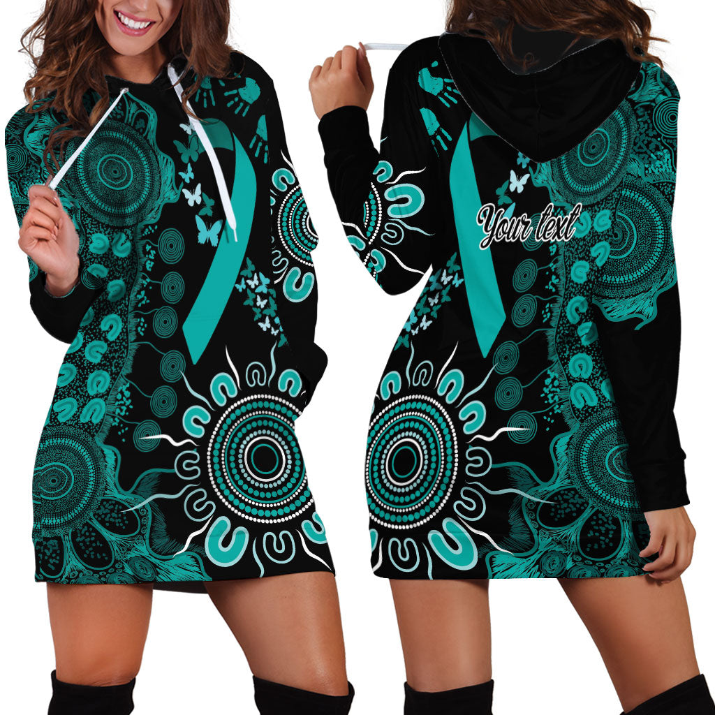 Australia Ovarian Cancer Support Personalised Hoodie Dress Aboriginal Ribbon Dot Painting