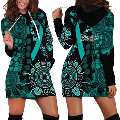 Australia Ovarian Cancer Support Personalised Hoodie Dress Aboriginal Ribbon Dot Painting