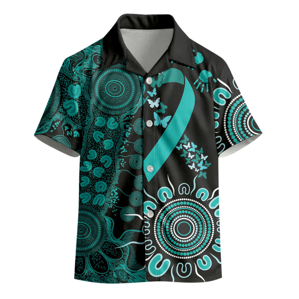 Australia Ovarian Cancer Support Personalised Kid Hawaiian Shirt Aboriginal Ribbon Dot Painting