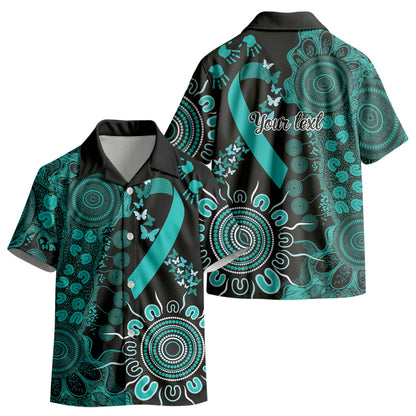 Australia Ovarian Cancer Support Personalised Kid Hawaiian Shirt Aboriginal Ribbon Dot Painting