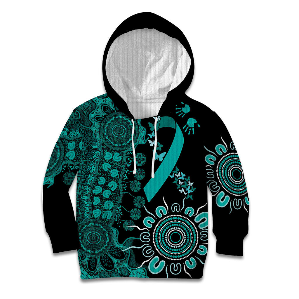 Australia Ovarian Cancer Support Personalised Kid Hoodie Aboriginal Ribbon Dot Painting