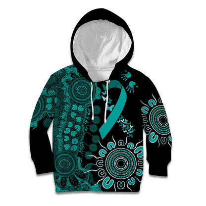 Australia Ovarian Cancer Support Personalised Kid Hoodie Aboriginal Ribbon Dot Painting