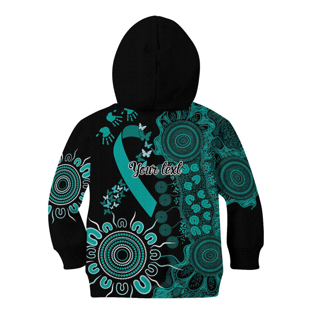 Australia Ovarian Cancer Support Personalised Kid Hoodie Aboriginal Ribbon Dot Painting