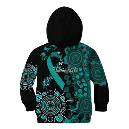 Australia Ovarian Cancer Support Personalised Kid Hoodie Aboriginal Ribbon Dot Painting