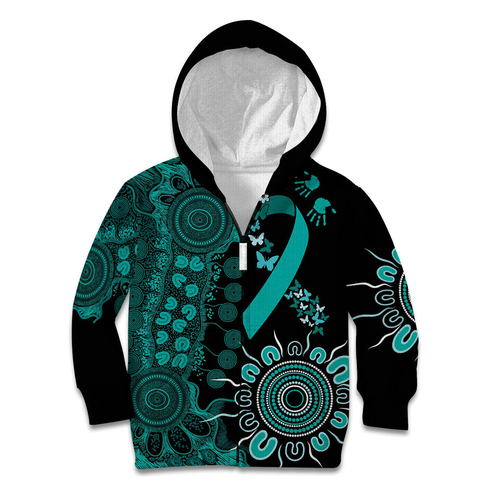 Australia Ovarian Cancer Support Personalised Kid Hoodie Aboriginal Ribbon Dot Painting