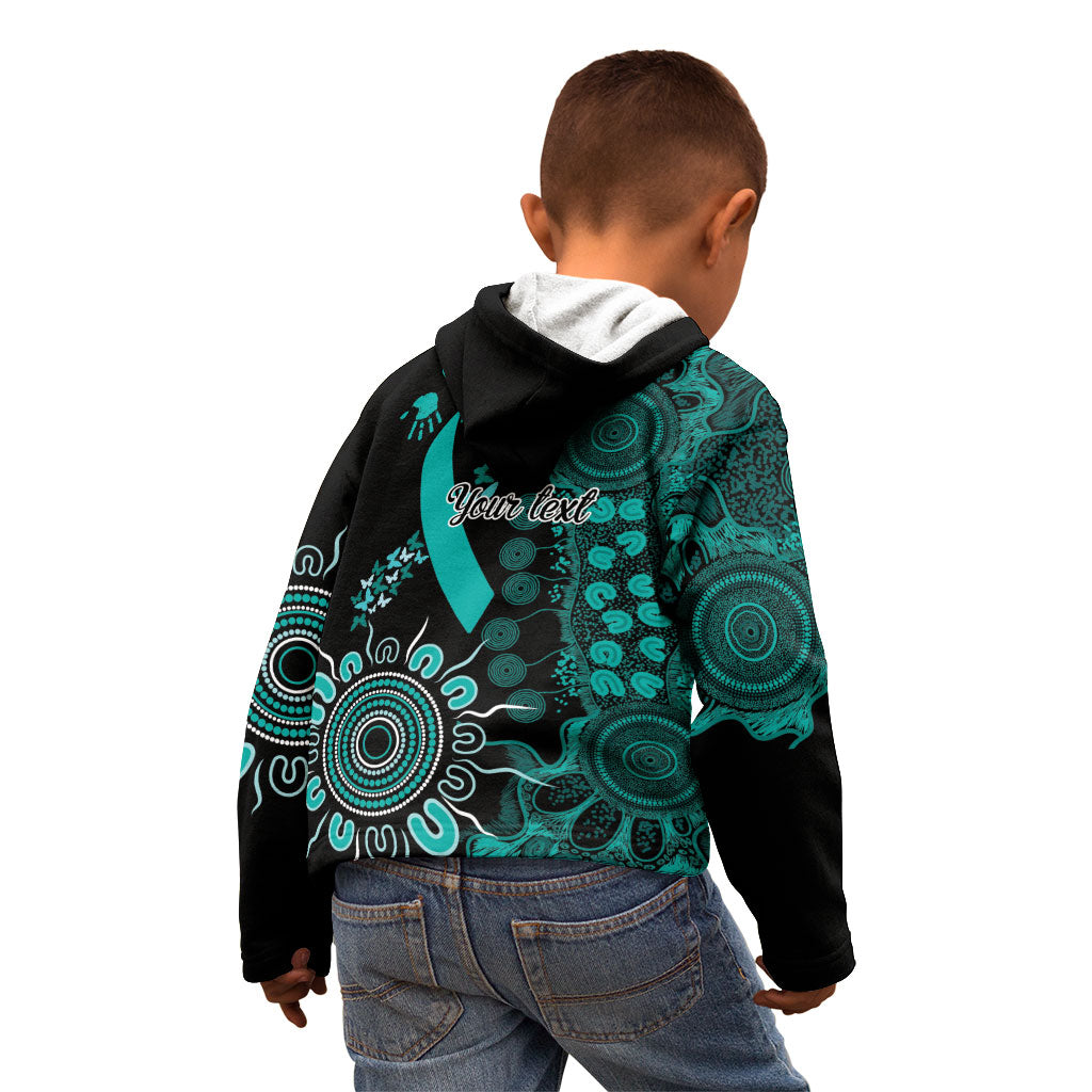Australia Ovarian Cancer Support Personalised Kid Hoodie Aboriginal Ribbon Dot Painting
