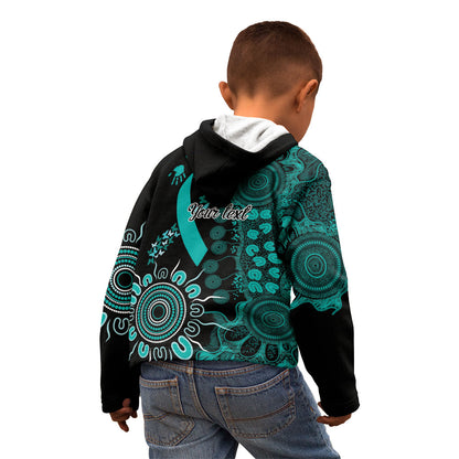 Australia Ovarian Cancer Support Personalised Kid Hoodie Aboriginal Ribbon Dot Painting
