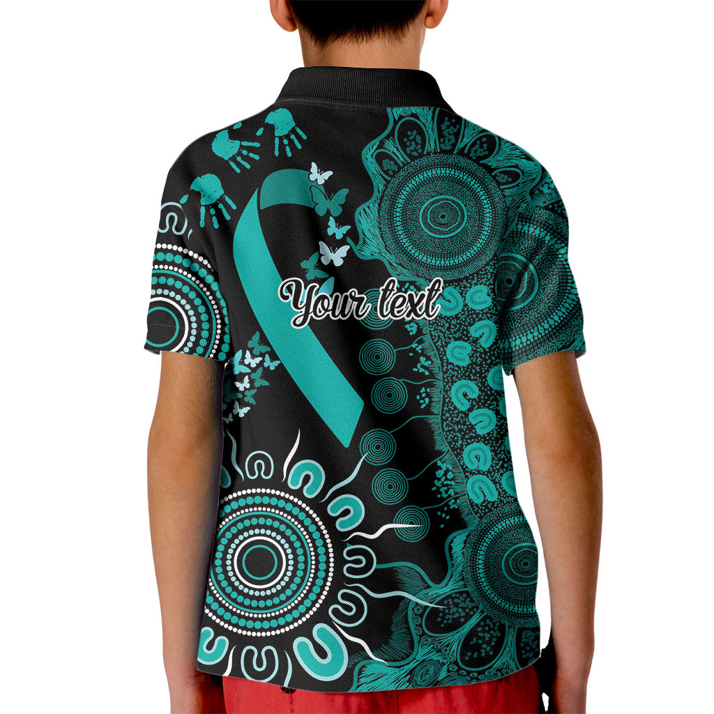 Australia Ovarian Cancer Support Personalised Kid Polo Shirt Aboriginal Ribbon Dot Painting
