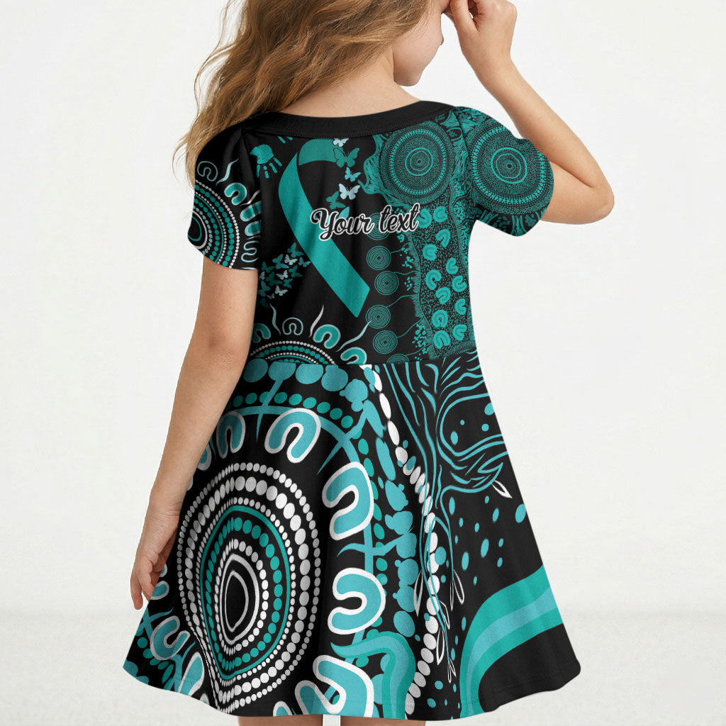 Australia Ovarian Cancer Support Personalised Kid Short Sleeve Dress Aboriginal Ribbon Dot Painting