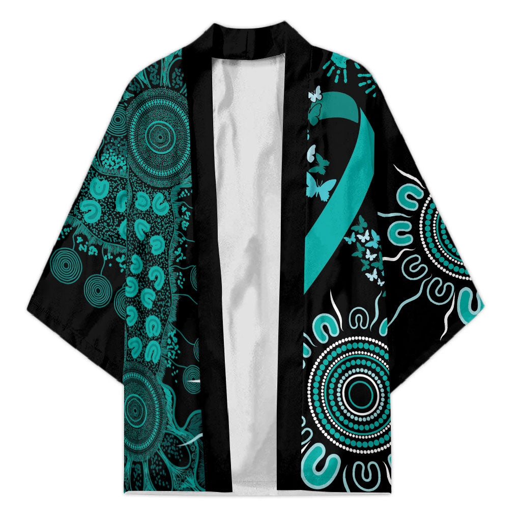 Australia Ovarian Cancer Support Personalised Kimono Aboriginal Ribbon Dot Painting