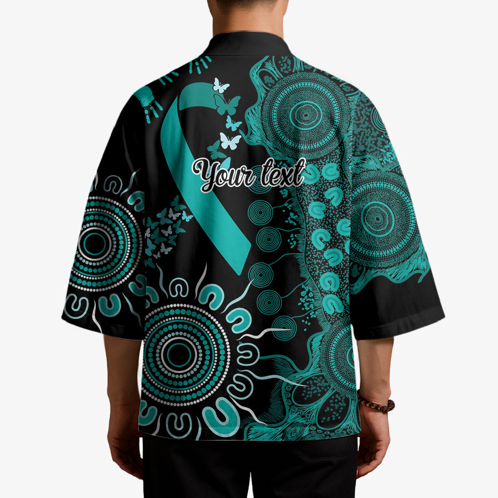 Australia Ovarian Cancer Support Personalised Kimono Aboriginal Ribbon Dot Painting