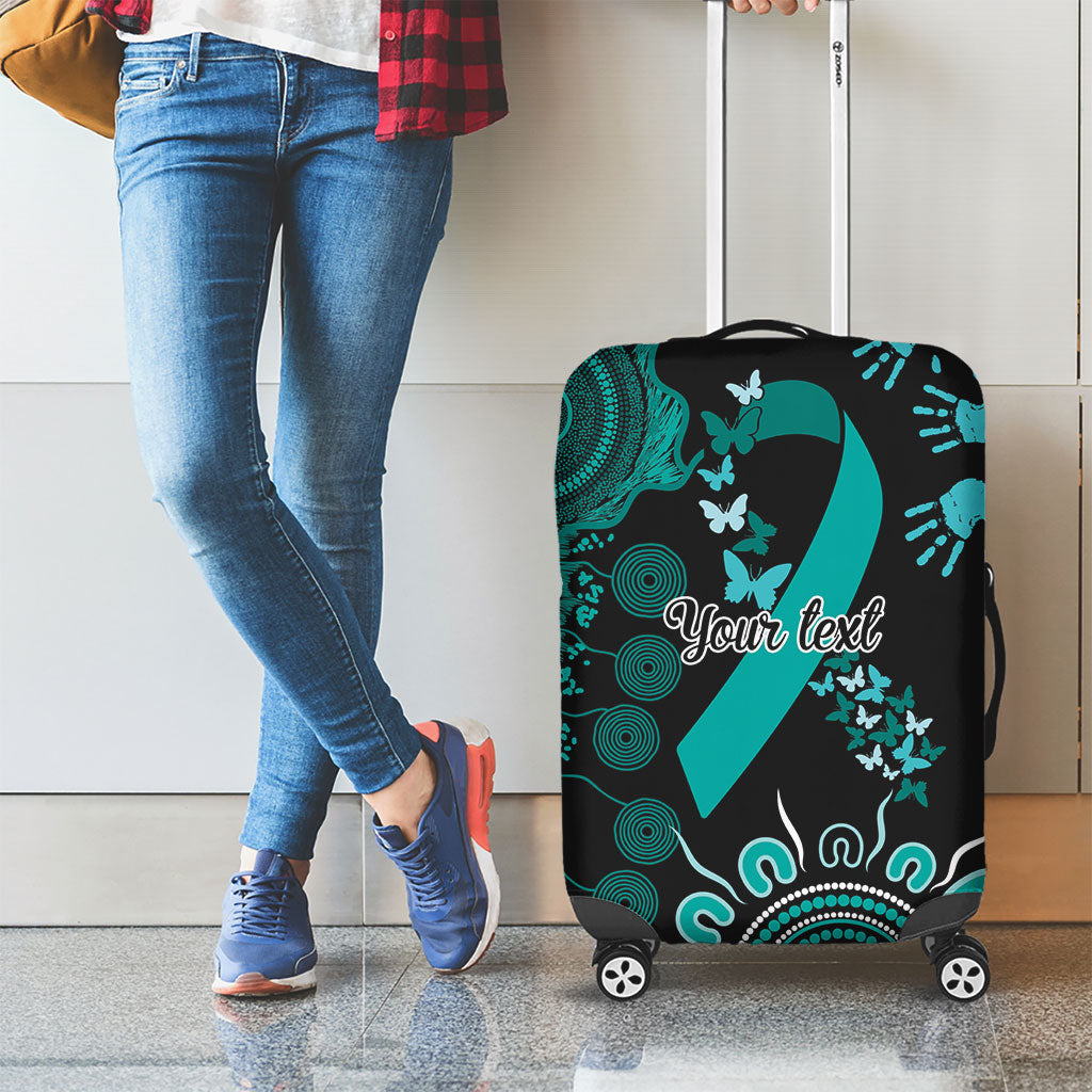 Australia Ovarian Cancer Support Personalised Luggage Cover Aboriginal Ribbon Dot Painting