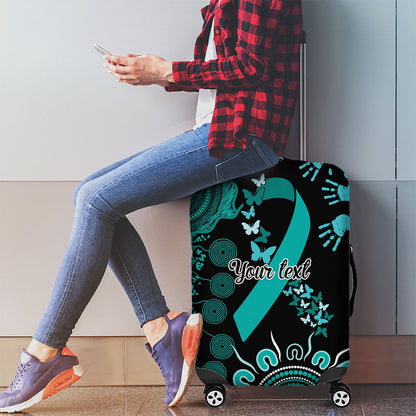Australia Ovarian Cancer Support Personalised Luggage Cover Aboriginal Ribbon Dot Painting