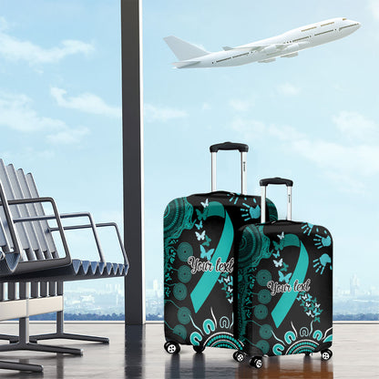Australia Ovarian Cancer Support Personalised Luggage Cover Aboriginal Ribbon Dot Painting