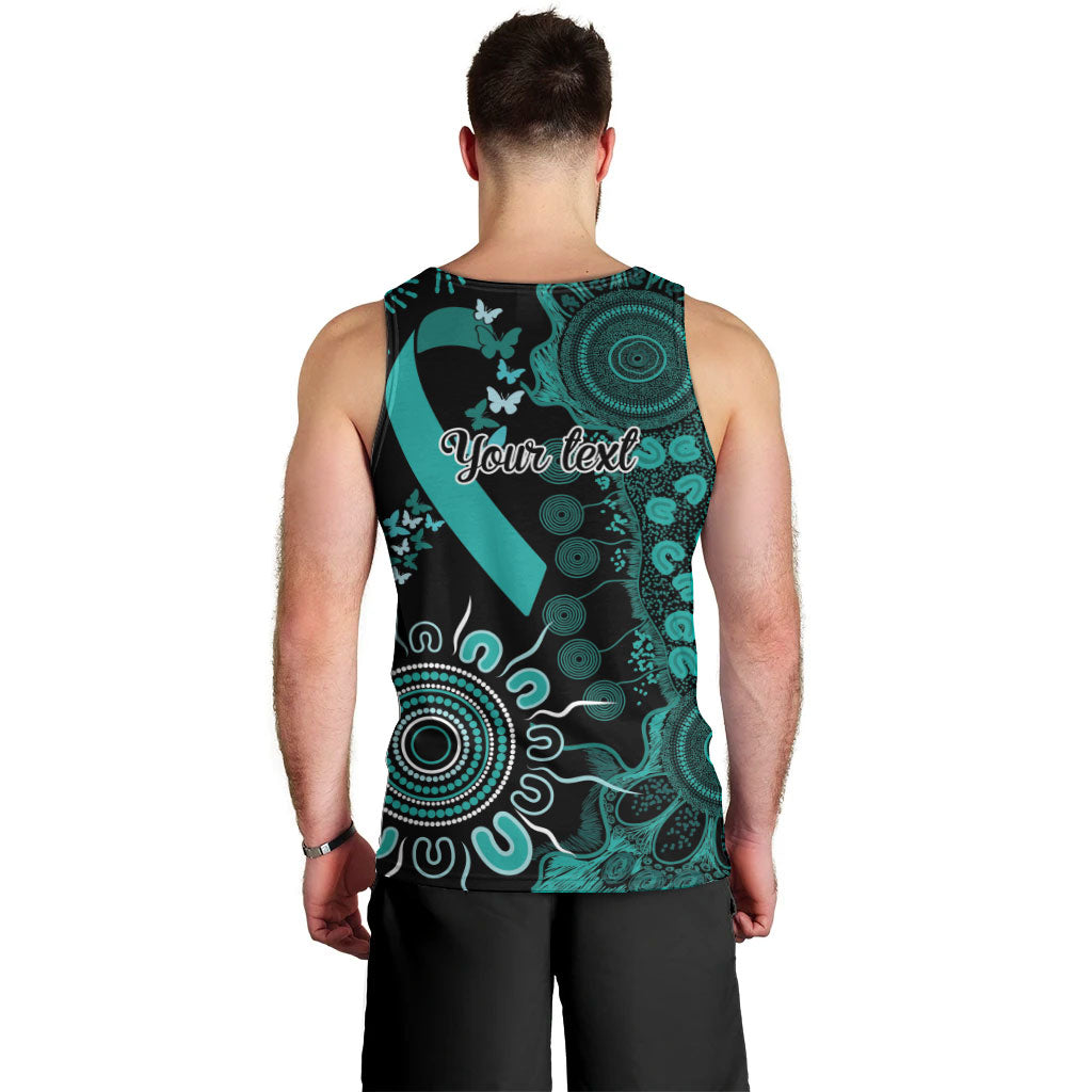 Australia Ovarian Cancer Support Personalised Men Tank Top Aboriginal Ribbon Dot Painting