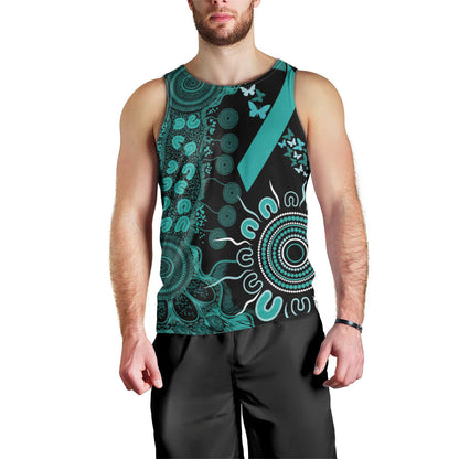 Australia Ovarian Cancer Support Personalised Men Tank Top Aboriginal Ribbon Dot Painting