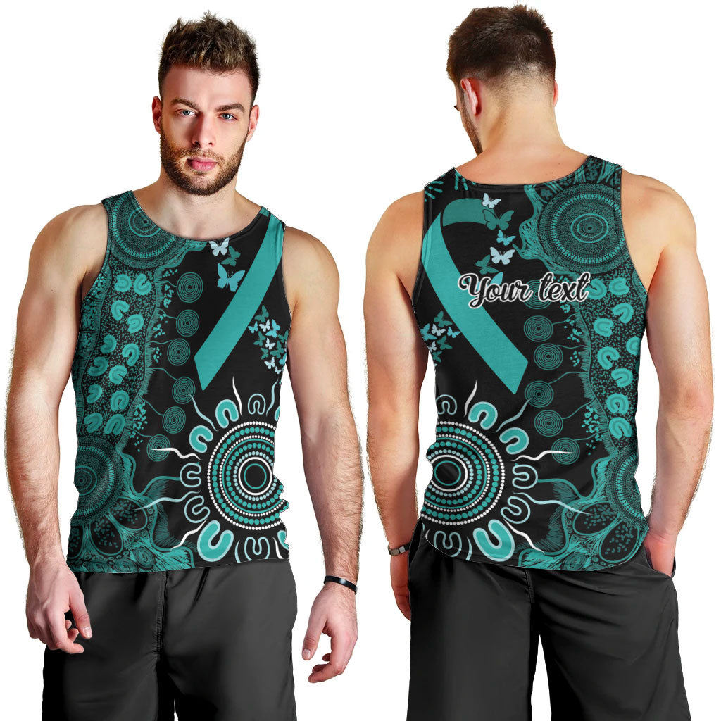 Australia Ovarian Cancer Support Personalised Men Tank Top Aboriginal Ribbon Dot Painting