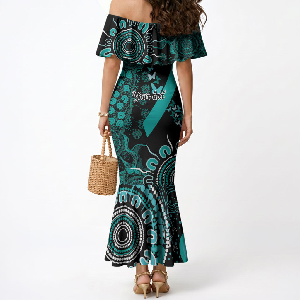 Australia Ovarian Cancer Support Personalised Mermaid Dress Aboriginal Ribbon Dot Painting