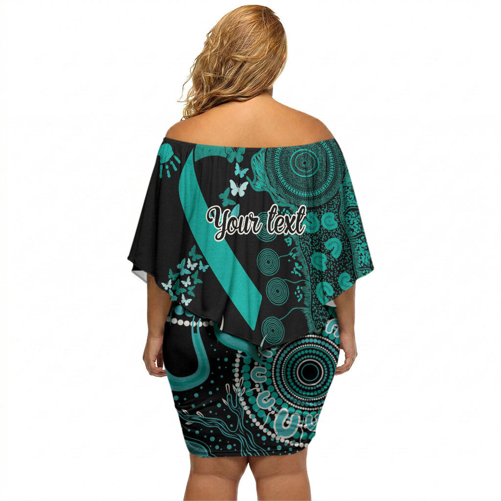Australia Ovarian Cancer Support Personalised Off Shoulder Short Dress Aboriginal Ribbon Dot Painting
